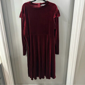 Ivy City Co Velvet Maroon Midi Dress Size 5X